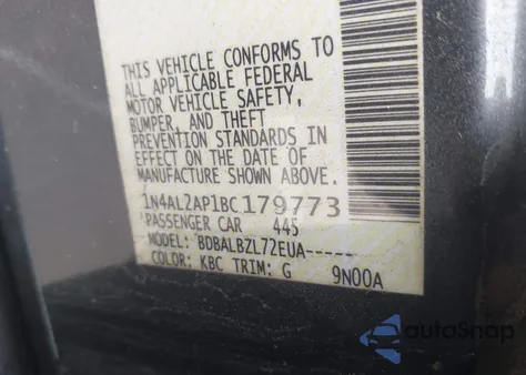 2011 Nissan Altima 2.5 S z USA, uszkodzony, nr VIN 1N4AL2AP1BC179773